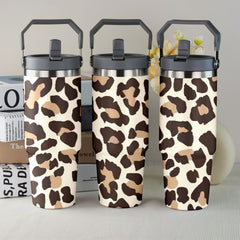 30oz Leopard Print Stainless Steel Travel Mug Insulated Hot/Cold