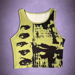Abstract Print Crop Tank Top for Women