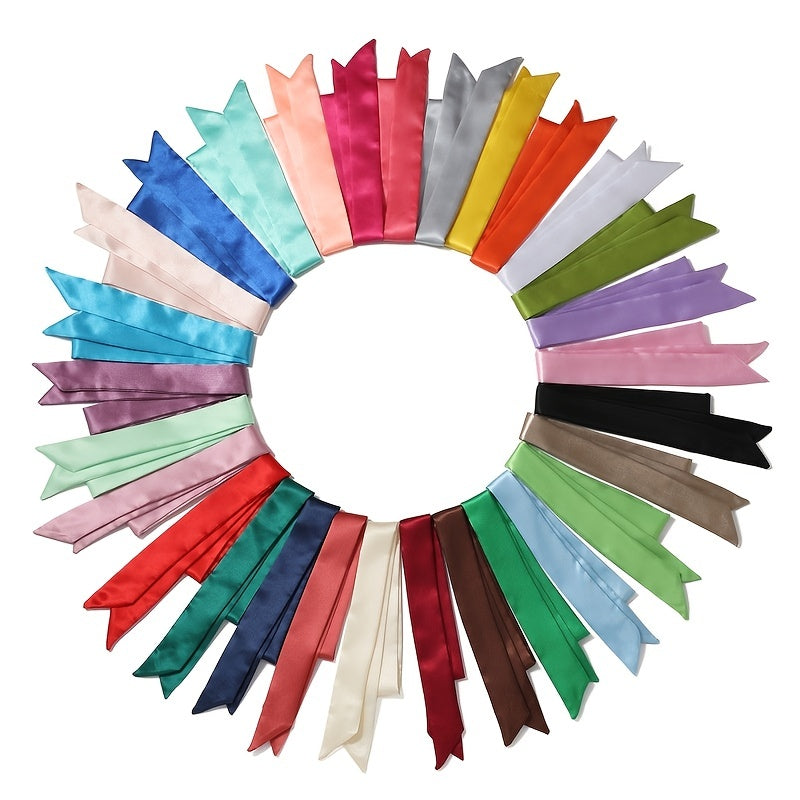 Solid Long Scarf Silk Neckerchief Handbag Handle Wrap