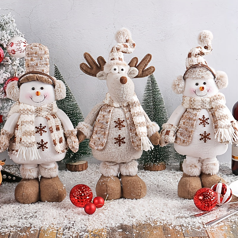 Christmas Snowman Telescopic Doll Knitted Elk Doll Window Scene Arrangement