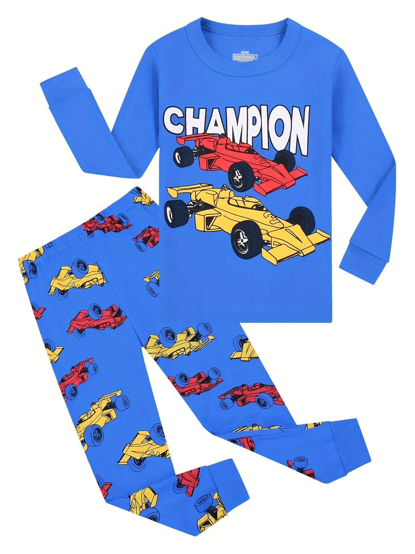 Kid's 2pcs Cotton Pajamas Racing Car Print PJ Set