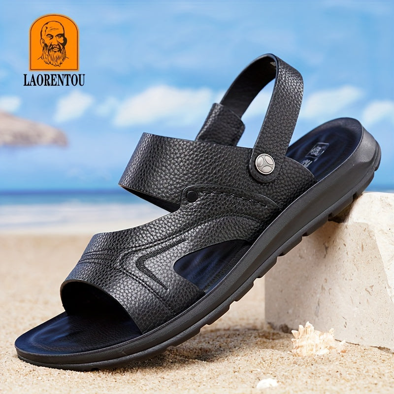 LAORENTOU Men's Leather Outdoor Sandals