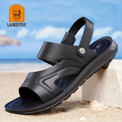 LAORENTOU Men's Leather Outdoor Sandals
