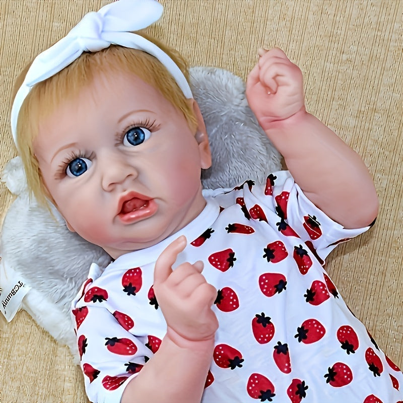 22" Lifelike Rubber Body Reborn Doll Pure Hair Simulation Baby Doll