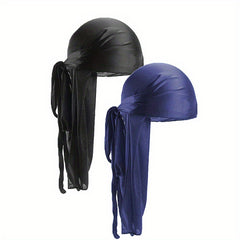 2pcs Bandana Pirate Hat Silk Durag Turban Hijab Hat For Men Women