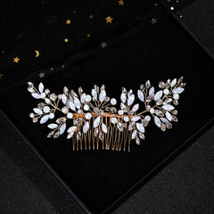Silvery Faux Pearl Crystal Wedding Hair Comb Bridal Headpiece