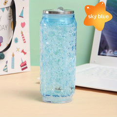 Cola Crushed Ice Cup Easy Pull Can Double Layer Straw Cup