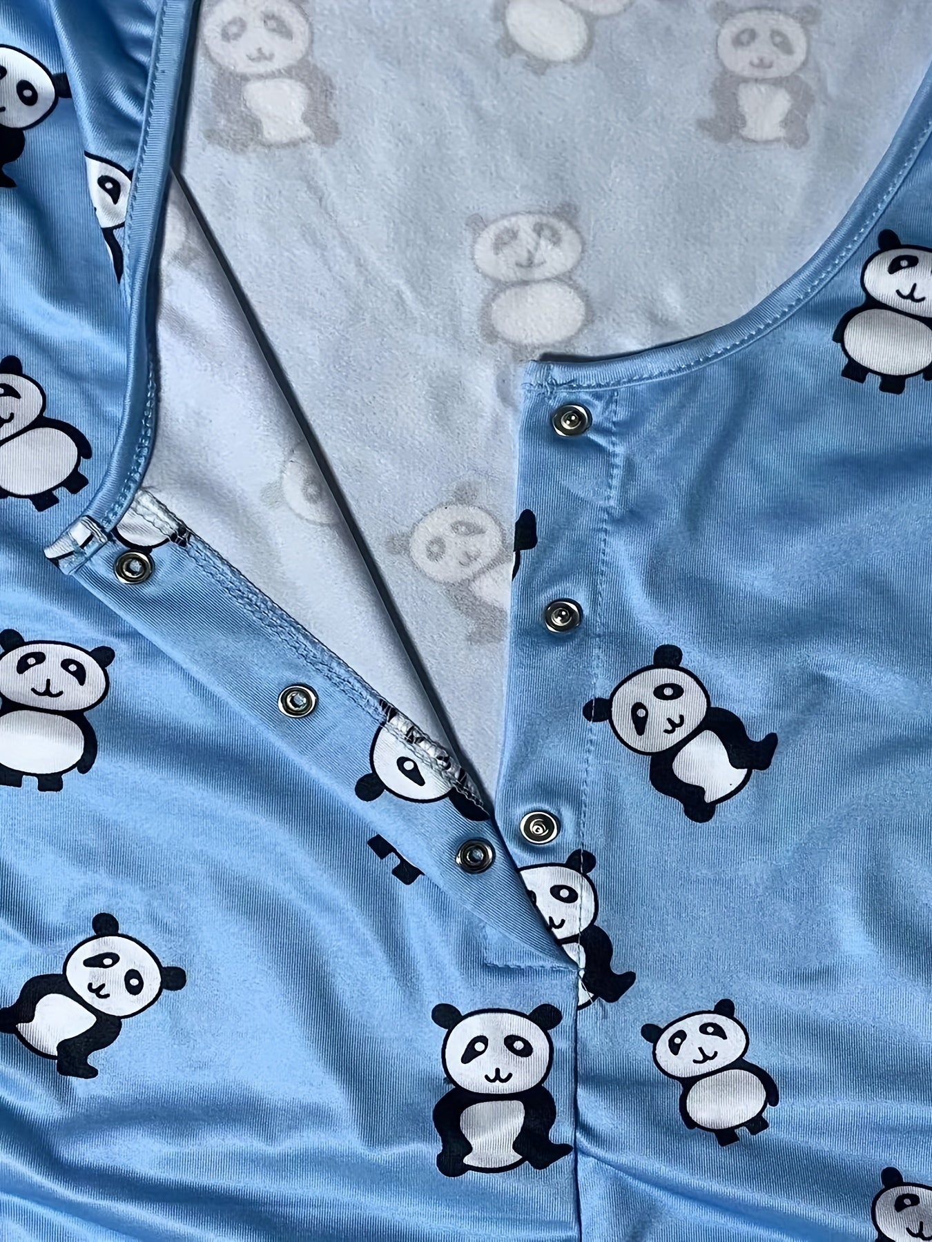 Panda Print Lounge Bodysuit Short Sleeve Romper