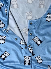 Panda Print Lounge Bodysuit Short Sleeve Romper
