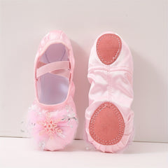 Soft Bottom Ballet Dancing Shoes for Girls with Snow Flask Decor
