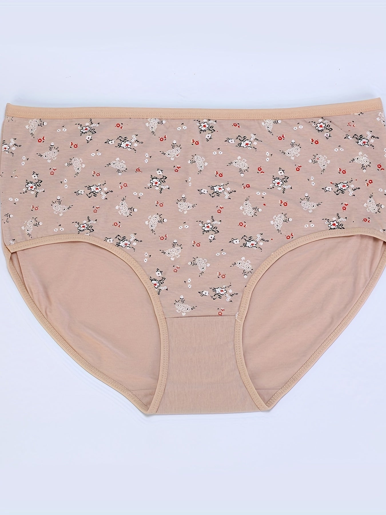 4 Pack Plus Size Panties Set Women's Plus Floral Print High Waist Soft