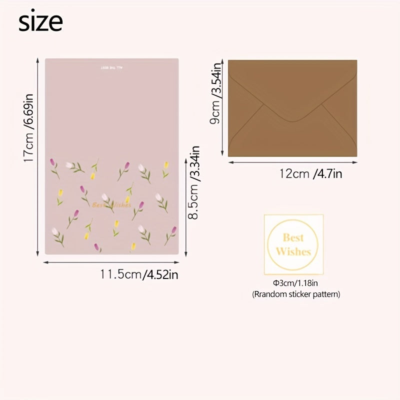 1pc Baby Thank You Card Retro Floral Greeting Card