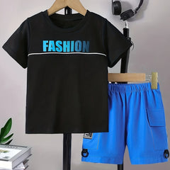 Boy's Print Outfit 2pcs T shirt & Cargo Shorts Set Kid's Clothes For Summer