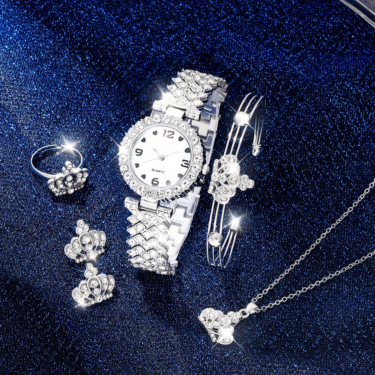 Kids Quartz Watch & 5 Heart Jewelry Sets