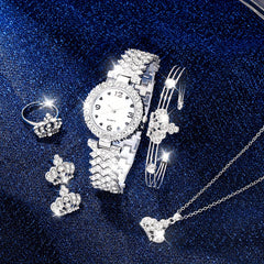 Kids Quartz Watch & 5 Heart Jewelry Sets