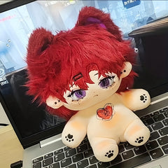 Red Long Hair Plush Doll with Big Ears