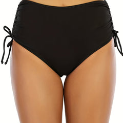 High Stretch Bikini Bottom Drawstring Tie Side High Cut Beachwear