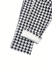 Girls Stretchy Houndstooth Leggings Elastic Waist Slim Fit Pants