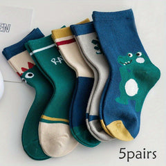 5 Pairs Boys Monster Socks Long Tube Sweat Absorbing Sports Socks