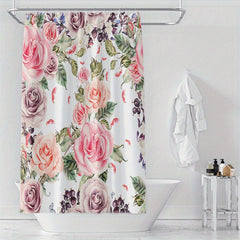 Large Group Flower Print Shower Curtain Bathroom Decor