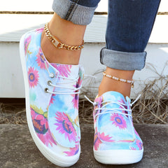 Sunflower Pattern Boat Shoes Lightweight Walking Shoes Women's Footwear