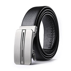 Men's Cowhide Leather Belt Automatic Buckle Business Belt
