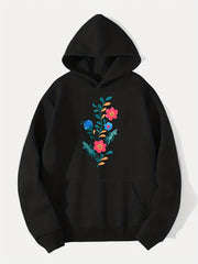 Cartoon Flower Print Hoodie Men's Casual Pullover Hooded Sweatshirt