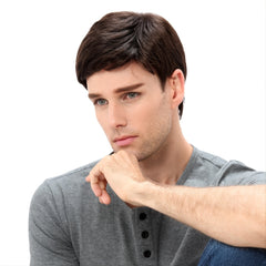 Men's Short Curly Brown Hair Wig