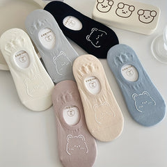 6 Pairs Cartoon Bear Print Socks Cute Ankle Stockings