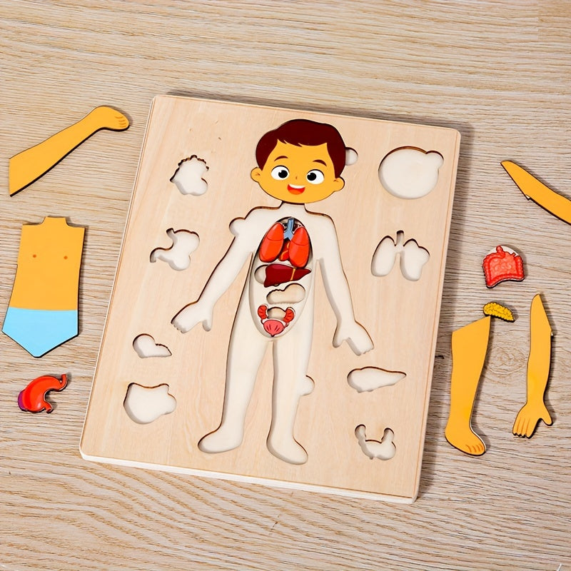 Kids' Wooden Human Body Jigsaw Puzzle Toy