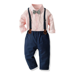 Baby Boys Gentleman Outfit Formal Suit Long Sleeve Shirt Pants Set