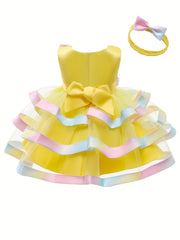 Baby Girl's 3D Flowers Wedding Evening Party Gown Dress