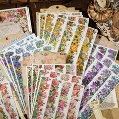 School Supplies Sticker Pack Blooming Garden Series for Journaling 4 Sheets