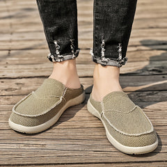 Men's Canvas Slip On Mules Lightweight Comfortable Open Back Shoes