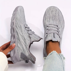 Breathable Knitted Running Shoes Lace Up Sneakers Women's Footwear