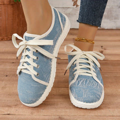 Women's Canvas Flat Sneakers Casual Lightweight Low Top Shoes