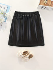 Girls' PU Leather High Waist Summer Party Skirt