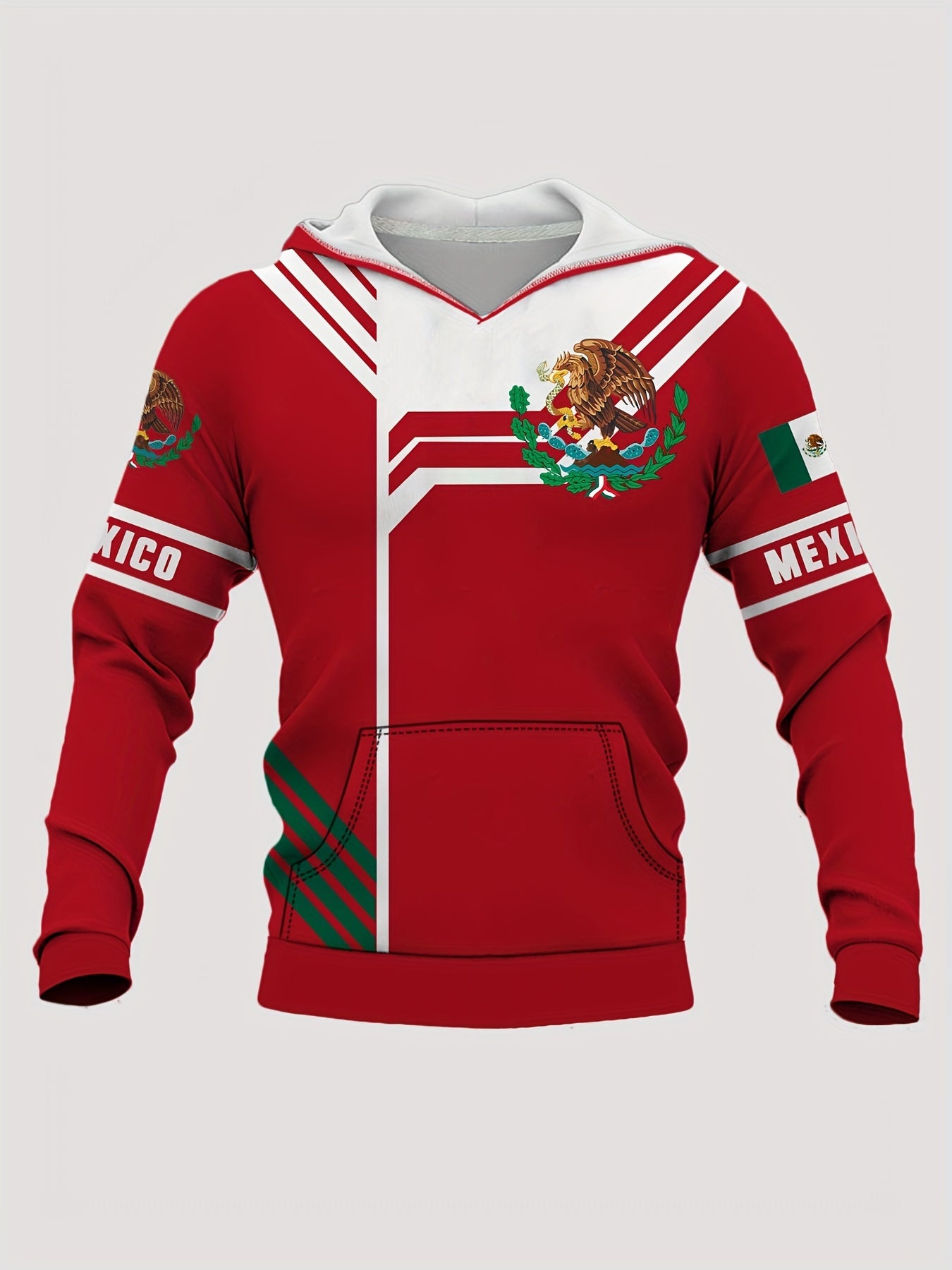 Mexico Eagle Print Hoodies For Men Comfy Pullover
