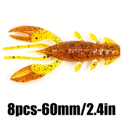 8pcs 60mm Soft Fishing Lure Silicone Baits for Shrimp and Bass