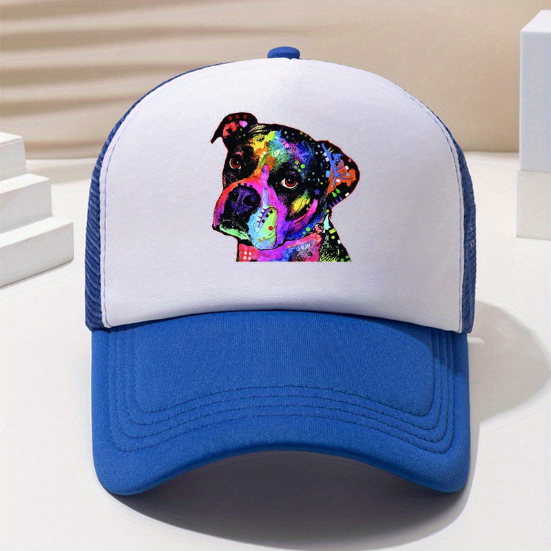 Pug Dog Trucker Hat Mesh Animal Pattern Baseball Cap Casual Sunshade Dad Hats