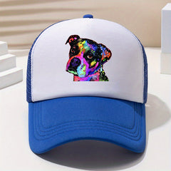 Pug Dog Trucker Hat Mesh Animal Pattern Baseball Cap Casual Sunshade Dad Hats