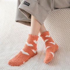 10 Pairs Heart Pattern Socks Warm Fuzzy Stockings