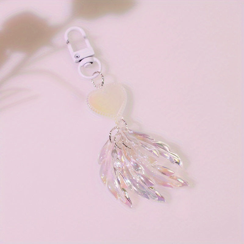 Luminous Love Feather Pendant for Women, Bag Mobile Phone Car Keychain