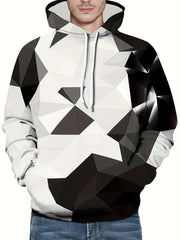Geometry Print Hoodies For Men Drawstring Hooded Pullover