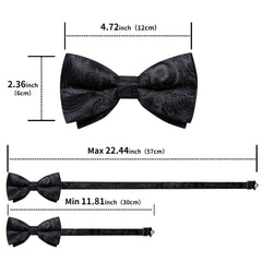 Men Silk Paisley Cravat Cufflinks Hanky Set Wedding Butterfly Tie