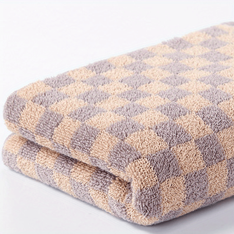 5pcs Plaid Pattern Hand Towel Cotton Soft Face Towel Absorbent Hand Towel