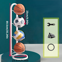 5 Layer Ball Rack Display Holder for Basketball Football Volleyball