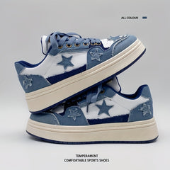 Women's Denim Skate Shoes Round Toe Low Top Sports Shoes