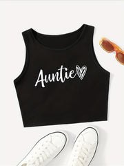 Y2K Sleeveless Crop Top Auntie Print Tank