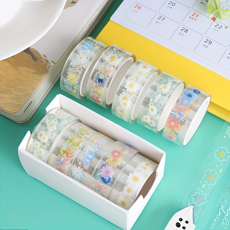 Adhesive Tape Transparent Flower Daisy Pattern Decorative Sticker Clear Tape